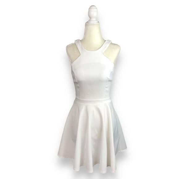 ASOS Halter Neck Skater Dress in White - Picture 3 of 10